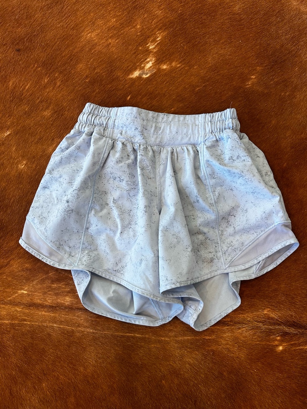 lululemon athletica-Hotty hot shorts- Pale Blue Marbled Athletic women’s Shorts